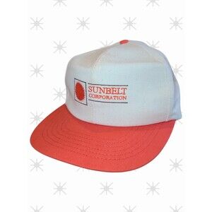 Vintage 90s Sunbelt Corporation White Orange Hat Cap Snap Back 80s 90s